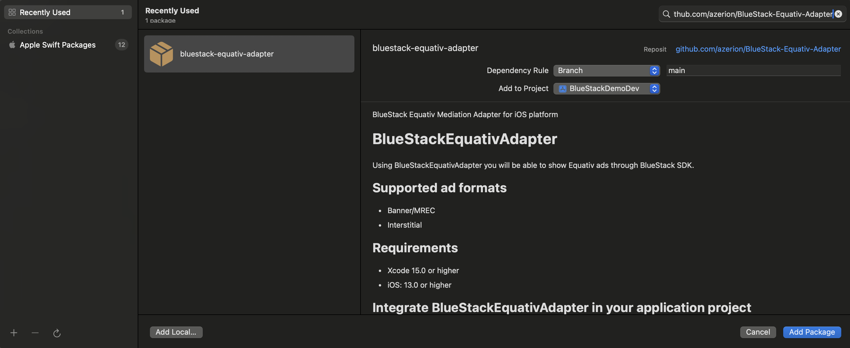 BlueStackEquativAdapter Swift Package Search