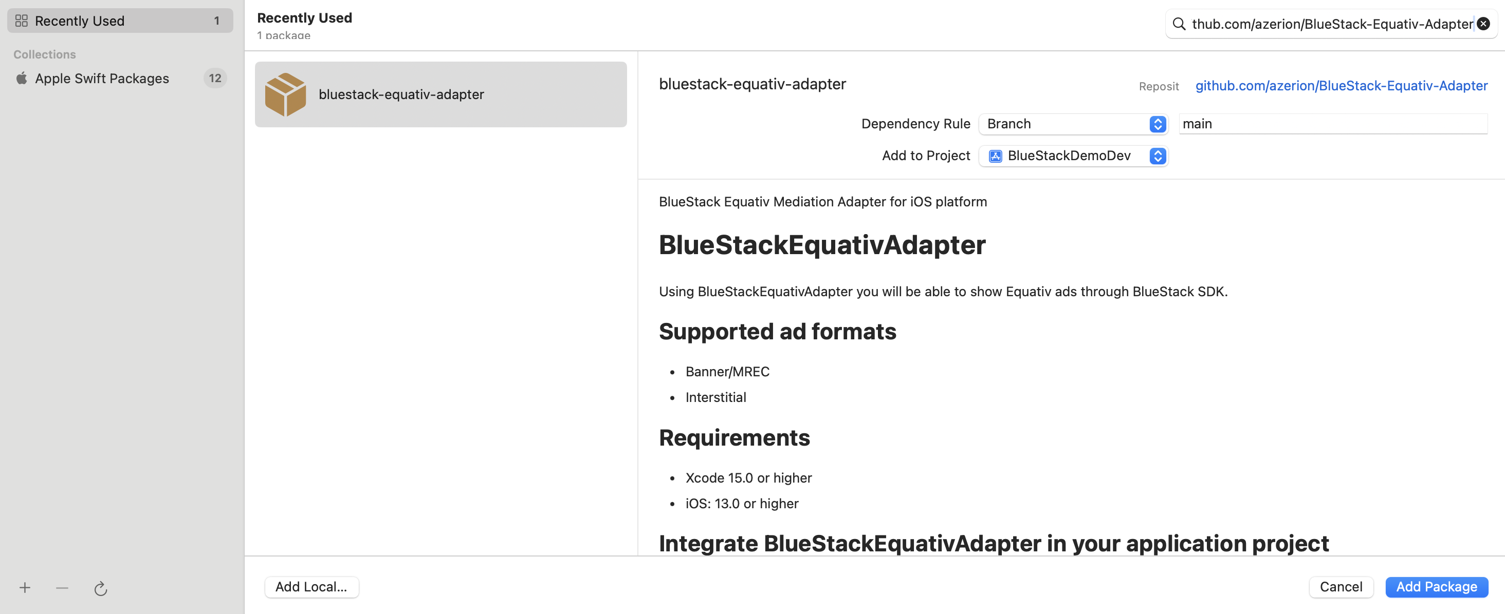 BlueStackEquativAdapter Swift Package Search